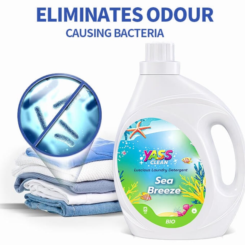 image 1 of Yass Clean Luscious Laundry Detergent x4 Concentrated Laundry Detergent 42 Washes 2L Bio x2 Sea Breeze x2 Creamy Coconut