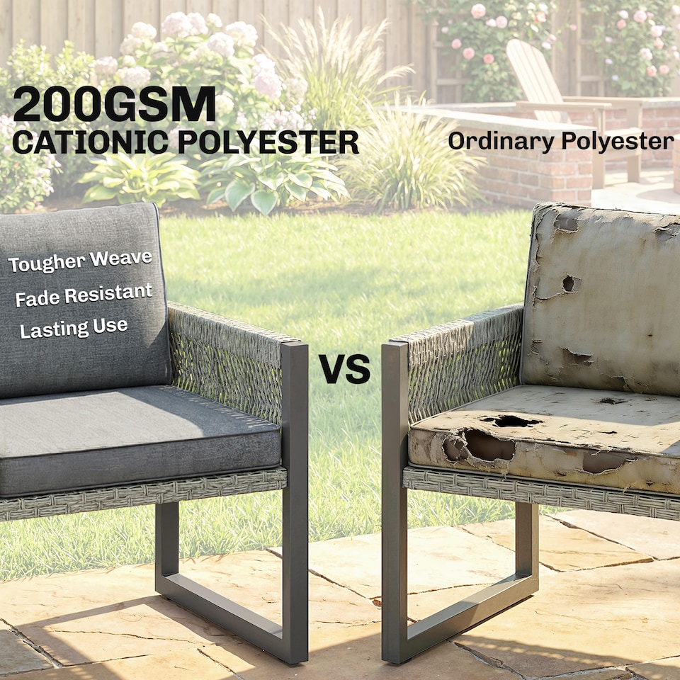 image 1 of Outsunny 4 Piece Rattan Garden Furniture Set with 3 Loveseats, Table, Grey | Grey | Light grey | 225 x 172 x 72 cm
