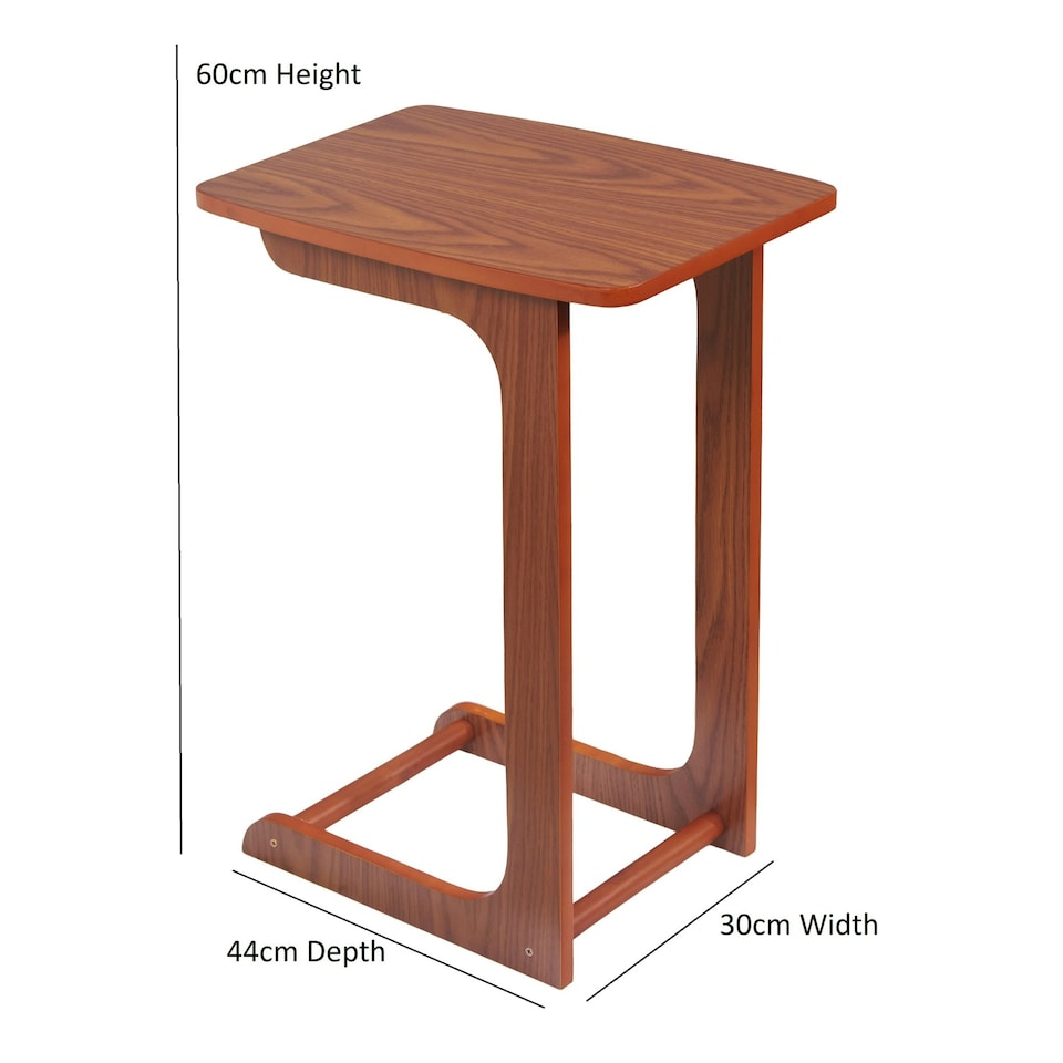 image 1 of Greenhurst C-Shaped Side Table with Oak Veneer Finish – Compact & Stylish Brown | Oak