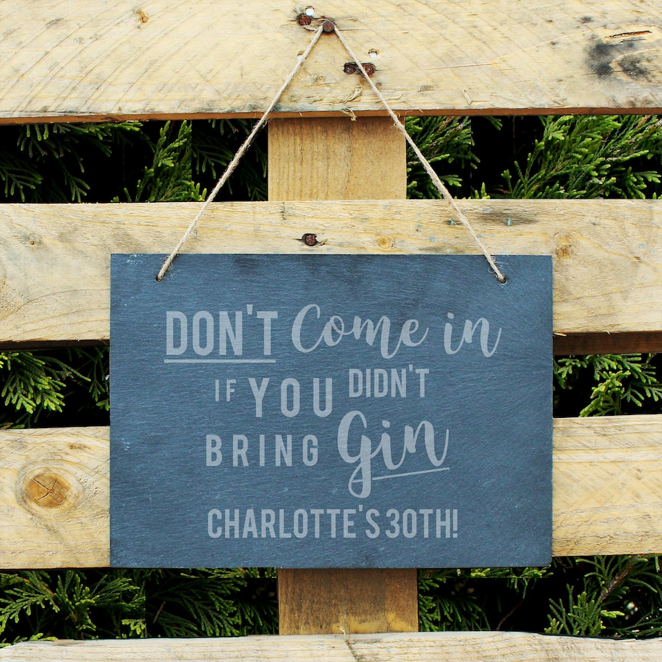 image 1 of Personalised Gin Large Hanging Slate Sign