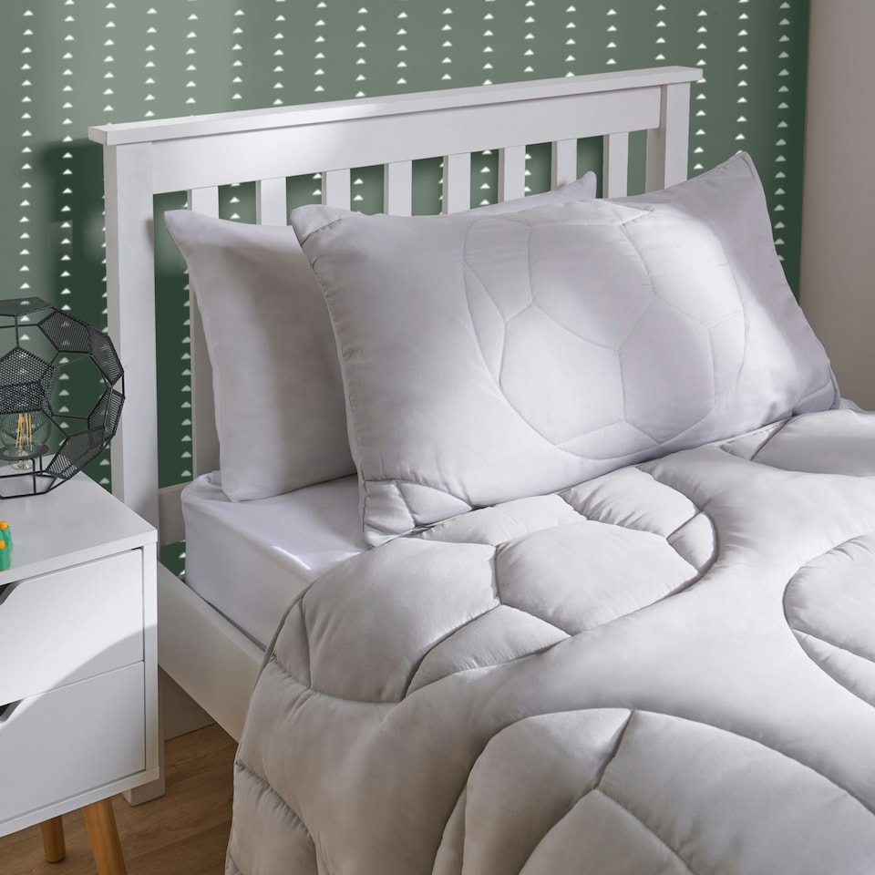 image 1 of OHS Quilted Embossed Patterned Soft Plump Coverless 7.5 Tog Washable Duvet Cover and Pillowcase Bedding Set Grey | Football | Single