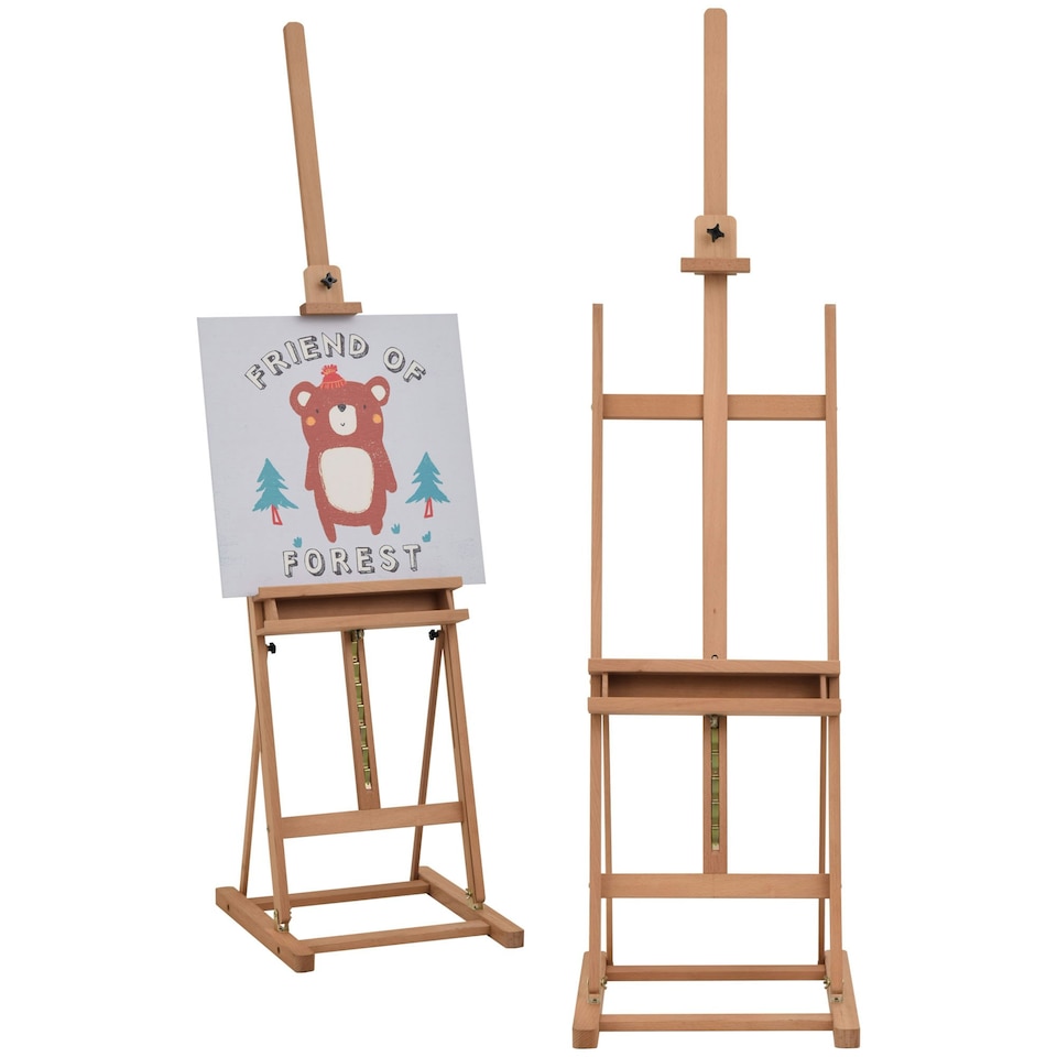 image 1 of Vinsetto H-Frame Studio Easel Height Adjustable with Canvas Holder