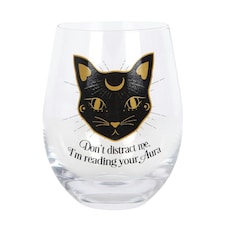 Something Different Reading Your Aura Stemless Wine Glass - Black/Gold/Clear - One Size