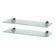 image 1 of Harbour Housewares Floating Glass Bathroom Shelves - 60cm - Clear with Black Brackets - 2 Pack Black