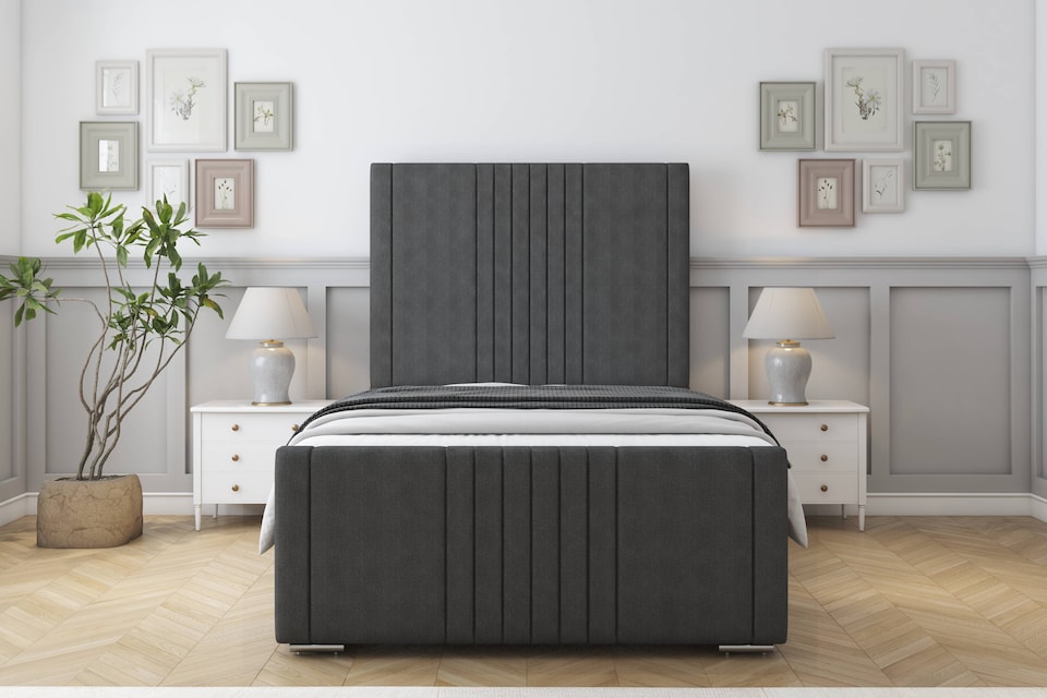 image 1 of Sloomy Harrington Graphite Dumfries Bed Frame With Mattress With 50" Upholstered Headboard 3' Single