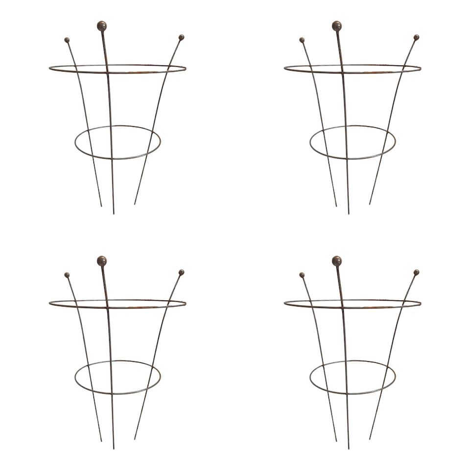image 1 of Pack of 4 Tom Chambers Herbaceous Bare Rusted Steel Garden Plant Support Medium 54cm x 40cm