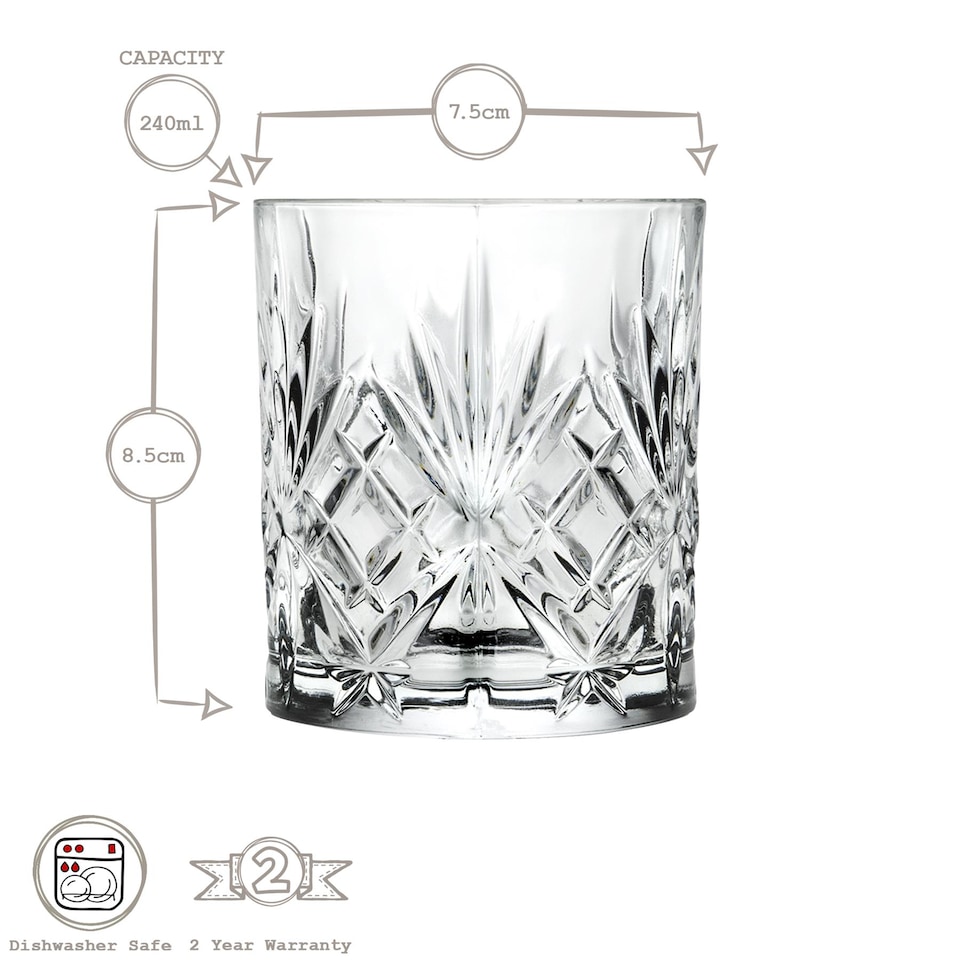 image 1 of RCR Crystal Melodia Whisky Glasses - 240ml - Pack of 6 | Clear | Clear