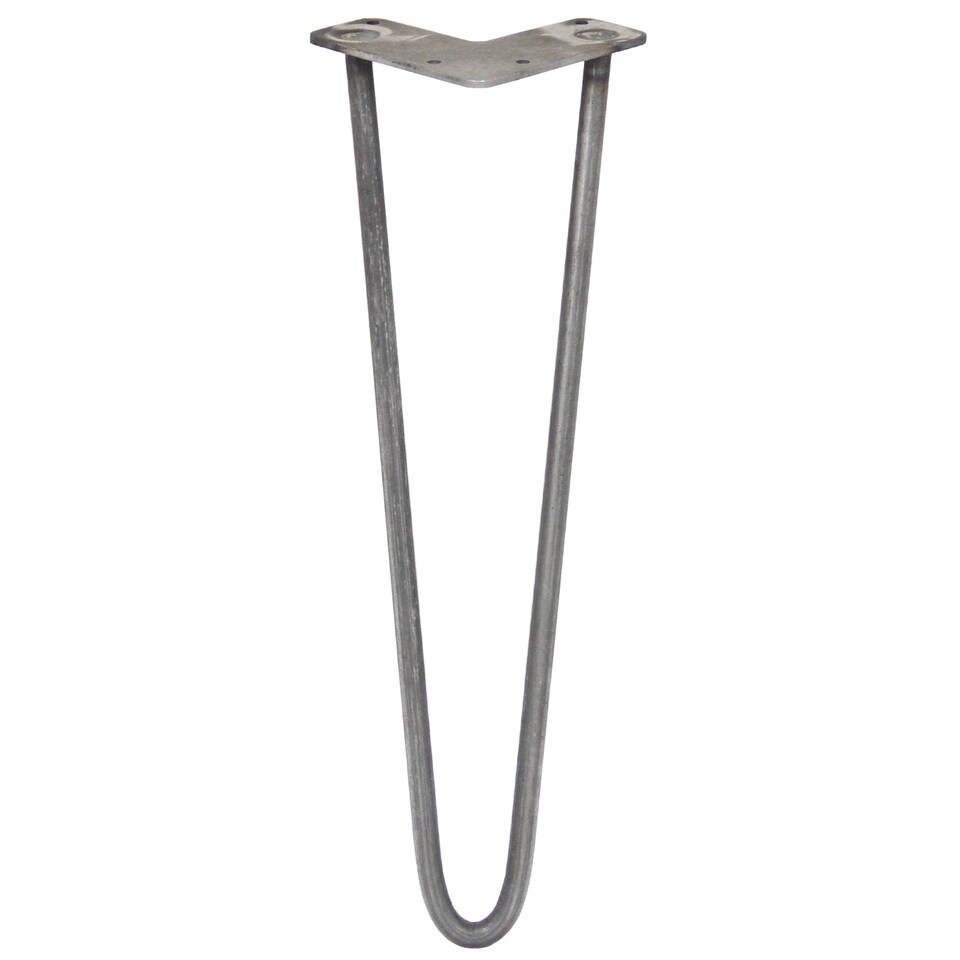 image 1 of 4 x 16" Hairpin Legs - 2 Prong - 12mm - Raw Steel