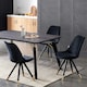 image 8 of Set of 4 Sofia Ergonomic Modern Dining Chairs Upholstered in Velvet, Metal Legs with Gold End Tips | Black