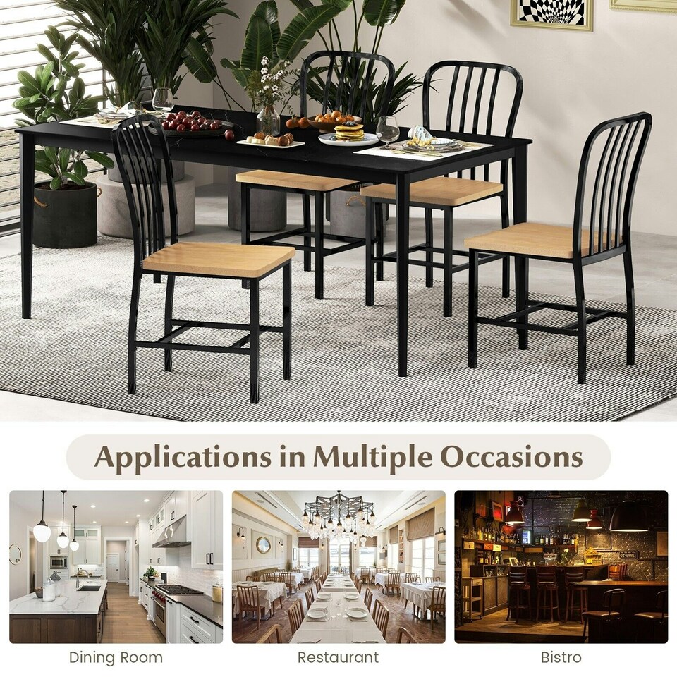image 1 of COSTWAY Set of 2 Dining Chair Armless Spindle Kitchen Chairs Black