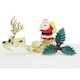 image 1 of Anniversary House Santa & Golden Sleigh Plastic Cake Topper & Holly Pick
