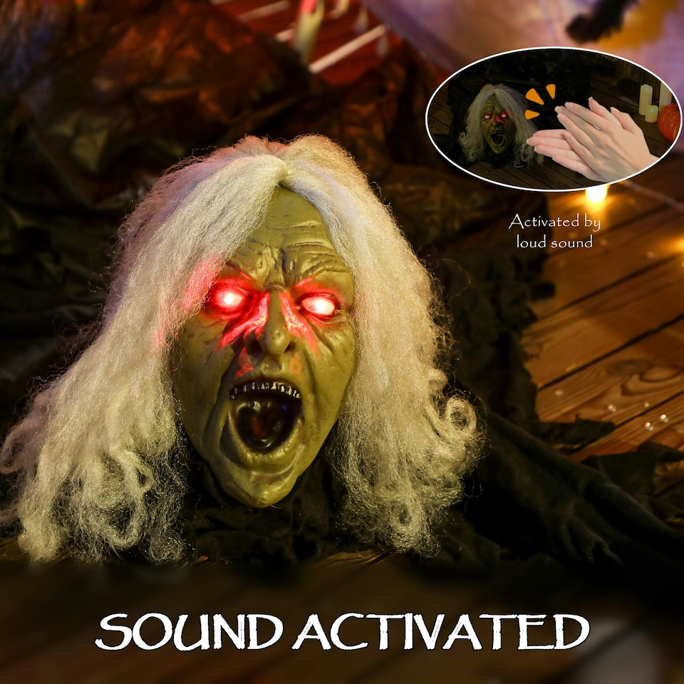 image 1 of Outsunny 183 cm Life Size Scary Halloween Decorations, Battery Operated