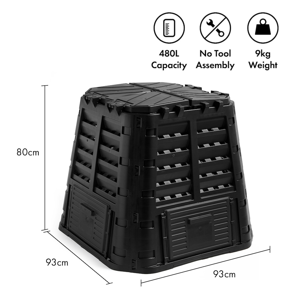 image 1 of VonHaus Garden Compost Bin 480L Frost & UV Resistant Black