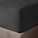 image 1 of Velosso Washed Linen Look Fitted Sheet | Black | Charcoal | Super King