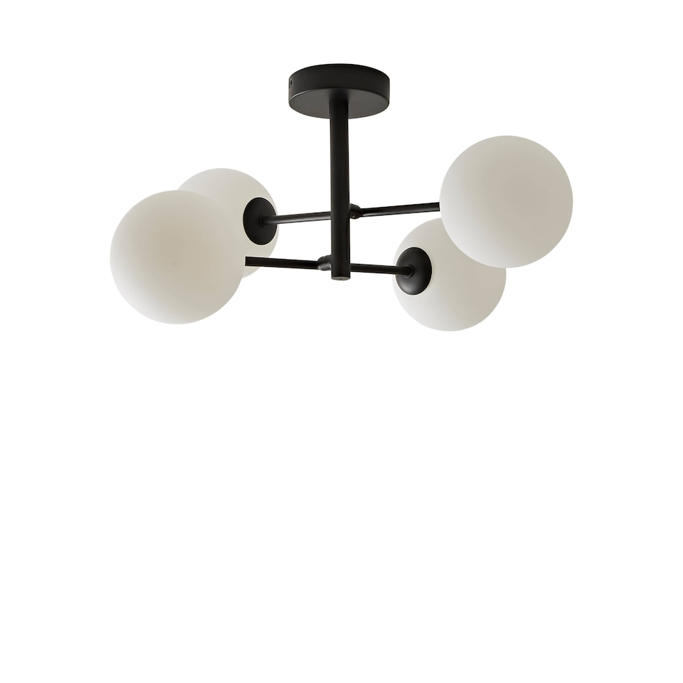 image 1 of ValueLights Darla Black Frosted Globe Bathroom Ceiling Light | Black