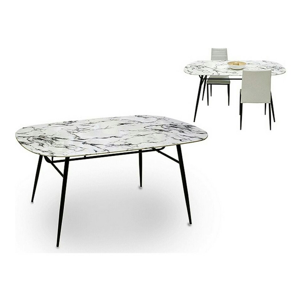 image 1 of Side table White Black Metal Tempered Glass 90 x 76,5 x 160 cm N/A