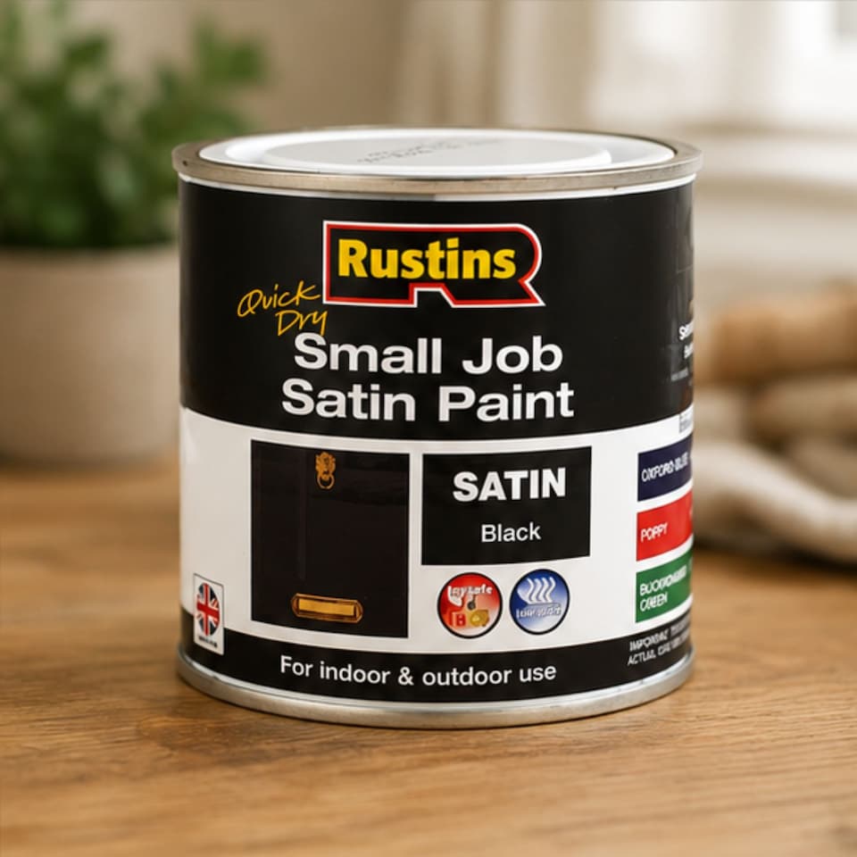 image 1 of Rustins Quick Dry Small Job Satin Paint Black 250ml