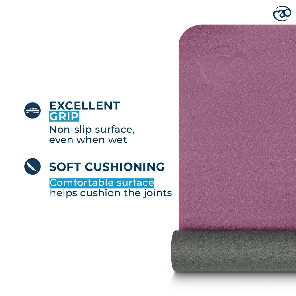 image 1 of Evolution Yoga Mat With Carry String - 4mm Aubergine/Grey