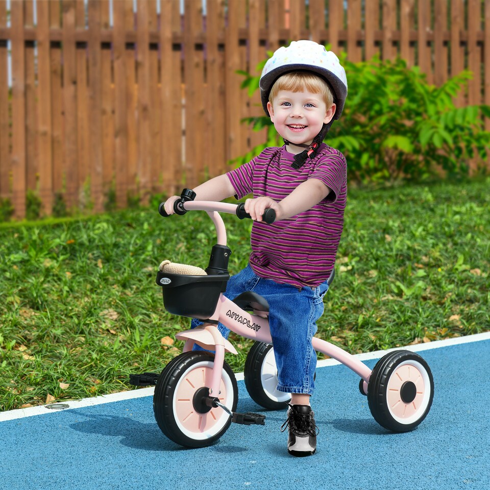 image 1 of AIYAPLAY Trike With Adjustable Seat Basket, Kids Tricycle for 2-5 Years Old, Pink