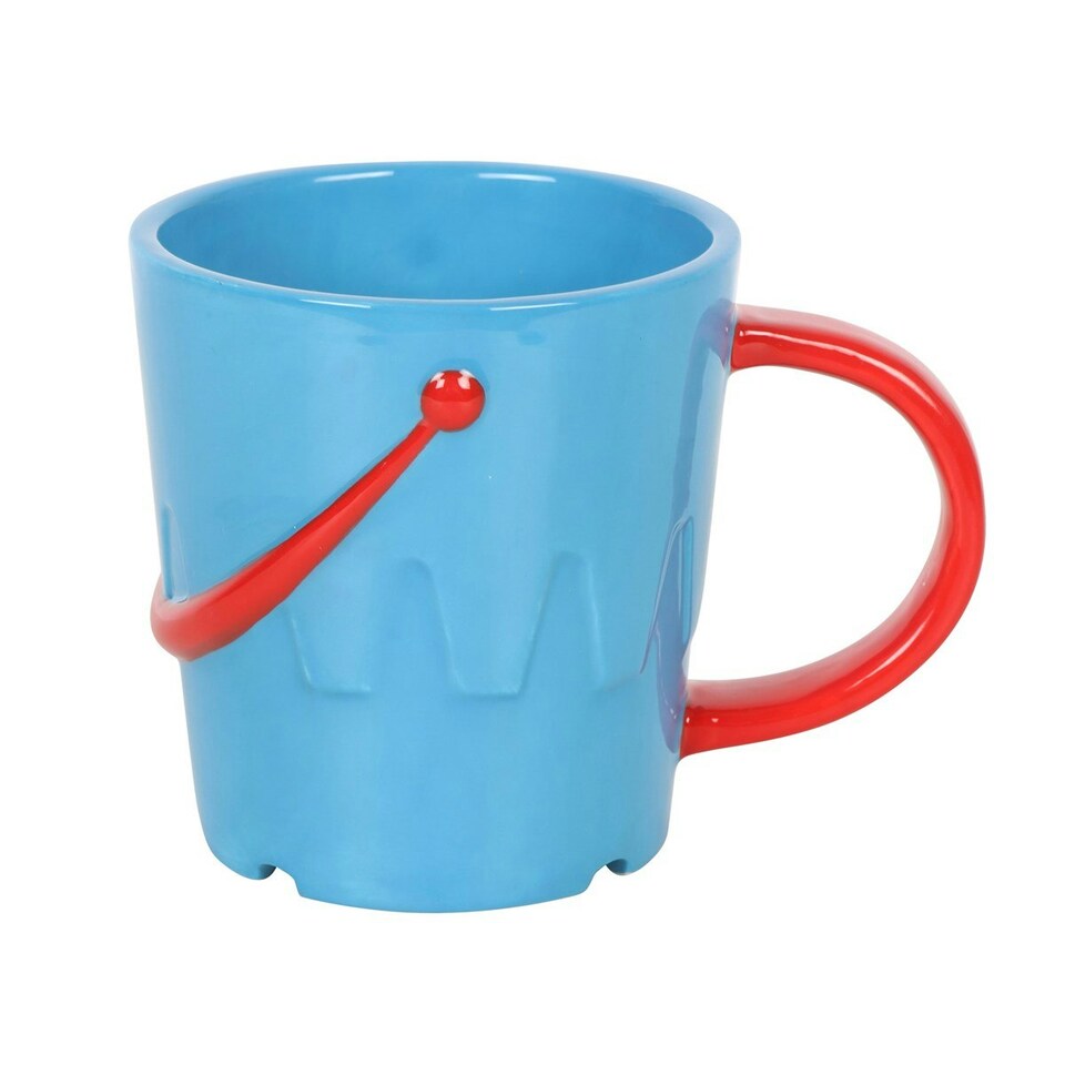 image 1 of Something Different Bucket Ceramic Mug & Spoon Set - Blue/Red - One Size