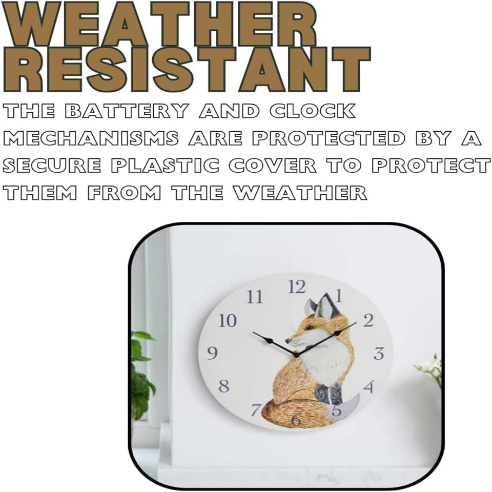 image 1 of Marco Paul Fox 30cm Clock and Thermometer White