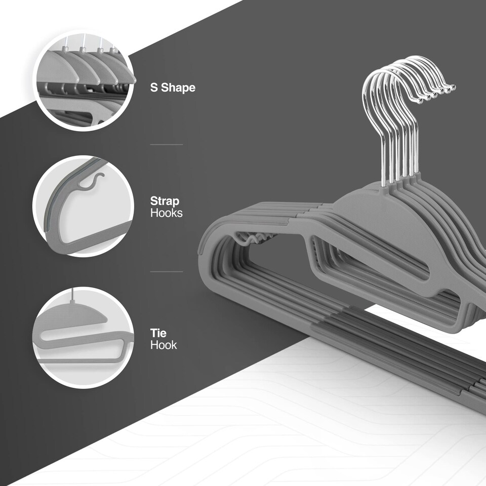 image 1 of Keplin Non-Slip Hangers, Durable, Slimline Design for Space Saving with 360 Degree Swivel