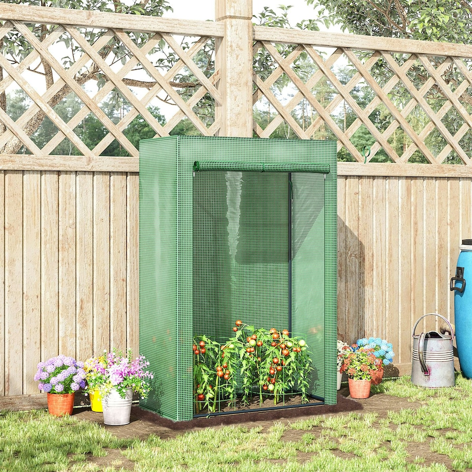 image 1 of Outsunny 100 x 50 x 150cm Greenhouse w/ Zipper Roll-up Door Outdoor