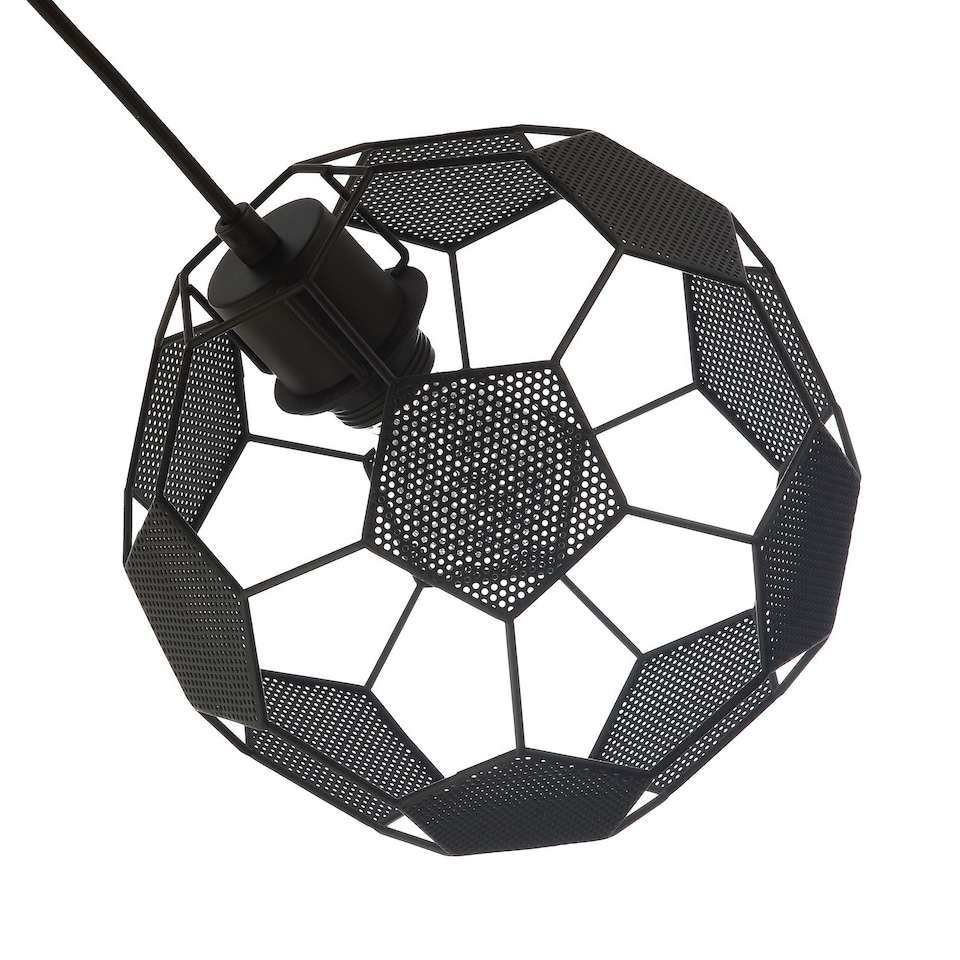 image 1 of Modern Matte Black Football Soccer Pendant Lamp Shade with Laser Cut Holes | Black | Black | 1