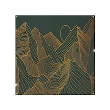 Golden mountain line art Designer Splash Back | White