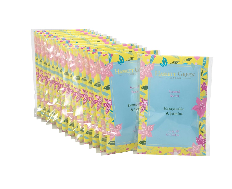image 1 of Hassett Green London - Honeysuckle & Jasmine - Handmade Large Scented Sachets - Pack of 15 - For Wardrobes & Drawers