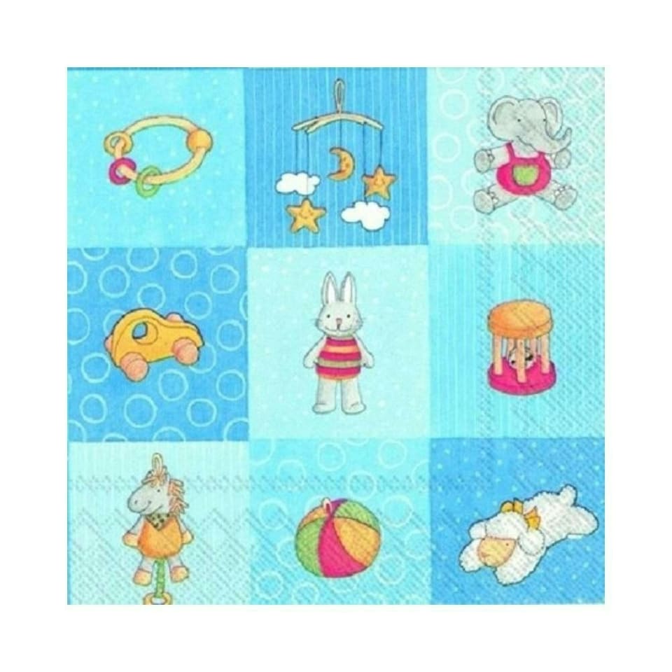 IHR Lunch Napkins Babies Toys Blue 33cm 3ply 20 Pack