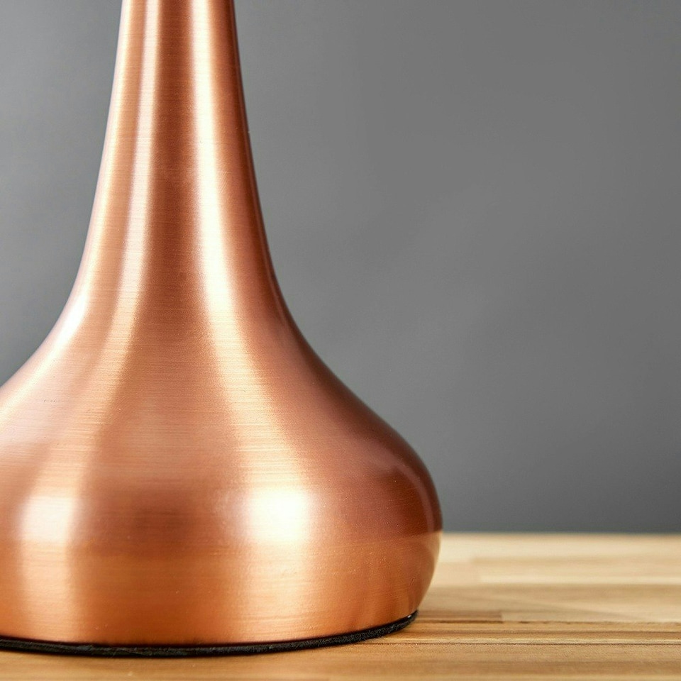image 1 of ValueLights Teardrop Pair of Copper Touch Table Lamps with Black Shade Black