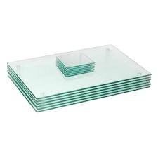 Harbour Housewares 12pc Glass Placemats & Coasters Set - 40cm x 30cm - Clear | Clear | Clear