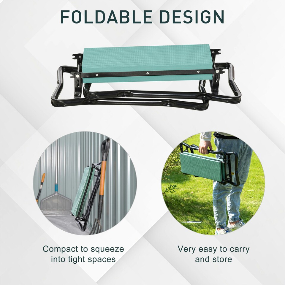 image 1 of Outsunny 2 In1 Folding Garden Kneeler Foam Chair Pad Support Bench, Green