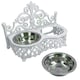 image 5 of Dog Puppy Cat Feeding Food Bowls Dishes Stainless Steel / Cast Iron White Stand White