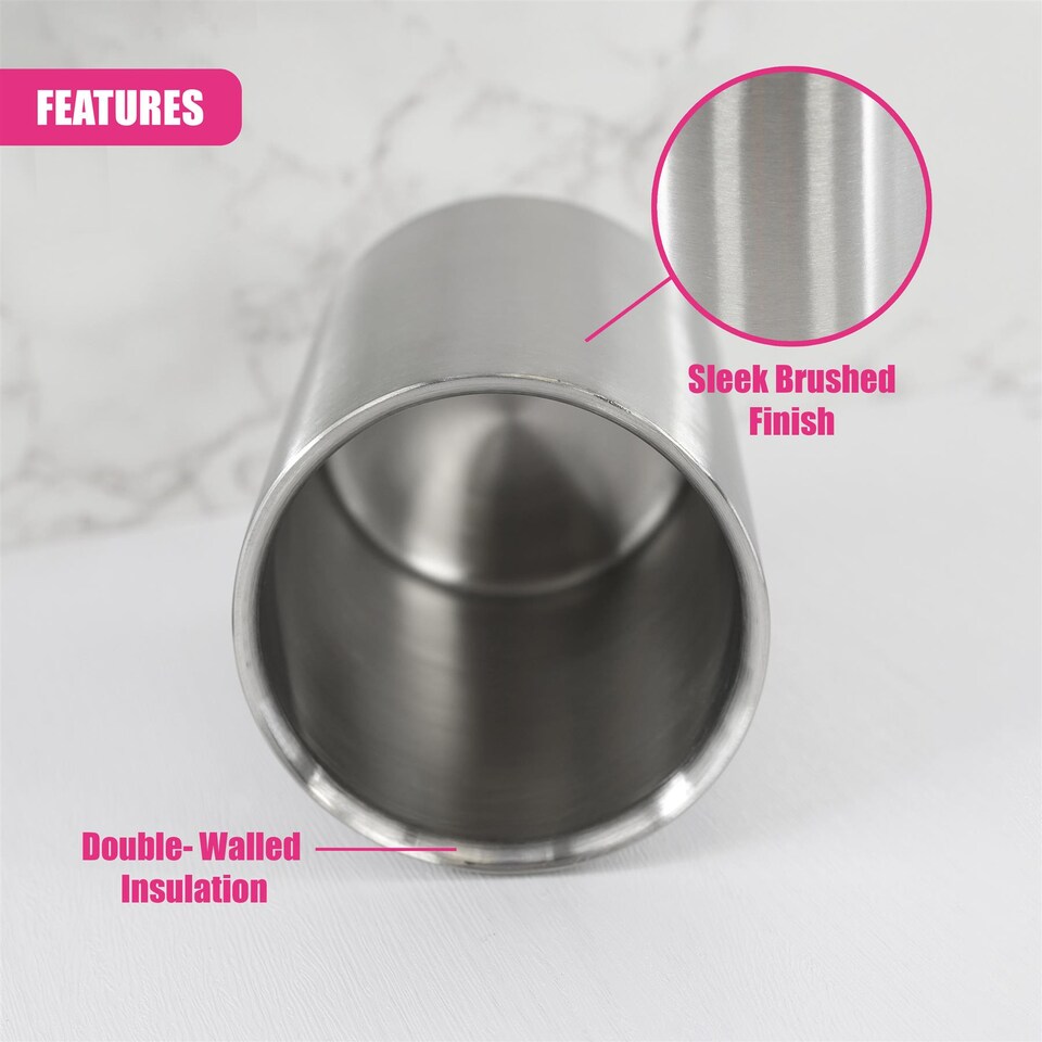 image 1 of GEEZY Chiller Wine Ice Bucket Stainless Steel Silver 22cm