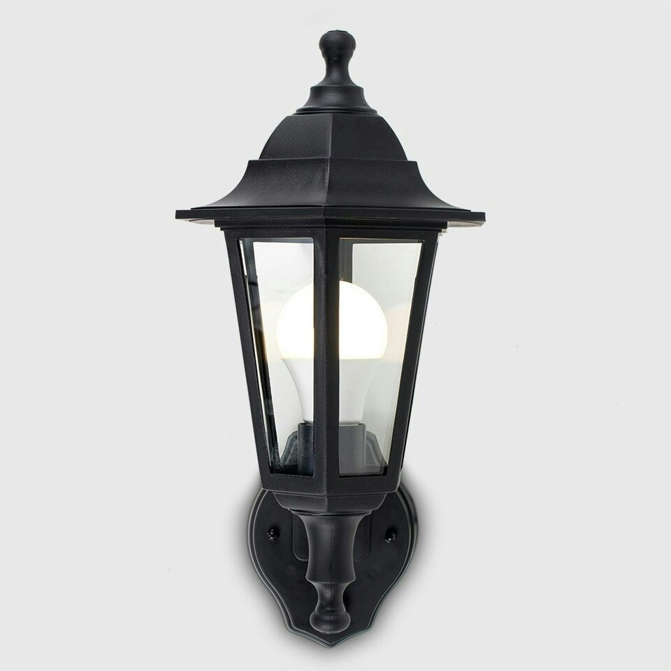 image 1 of ValueLights Mayfair Pair of Black Outdoor Wall Lantern