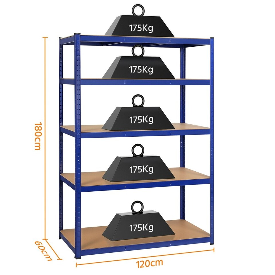 image 1 of Yaheetech 5 Tier Display Rack Steel Shelves, 120 x 60 x 180cm