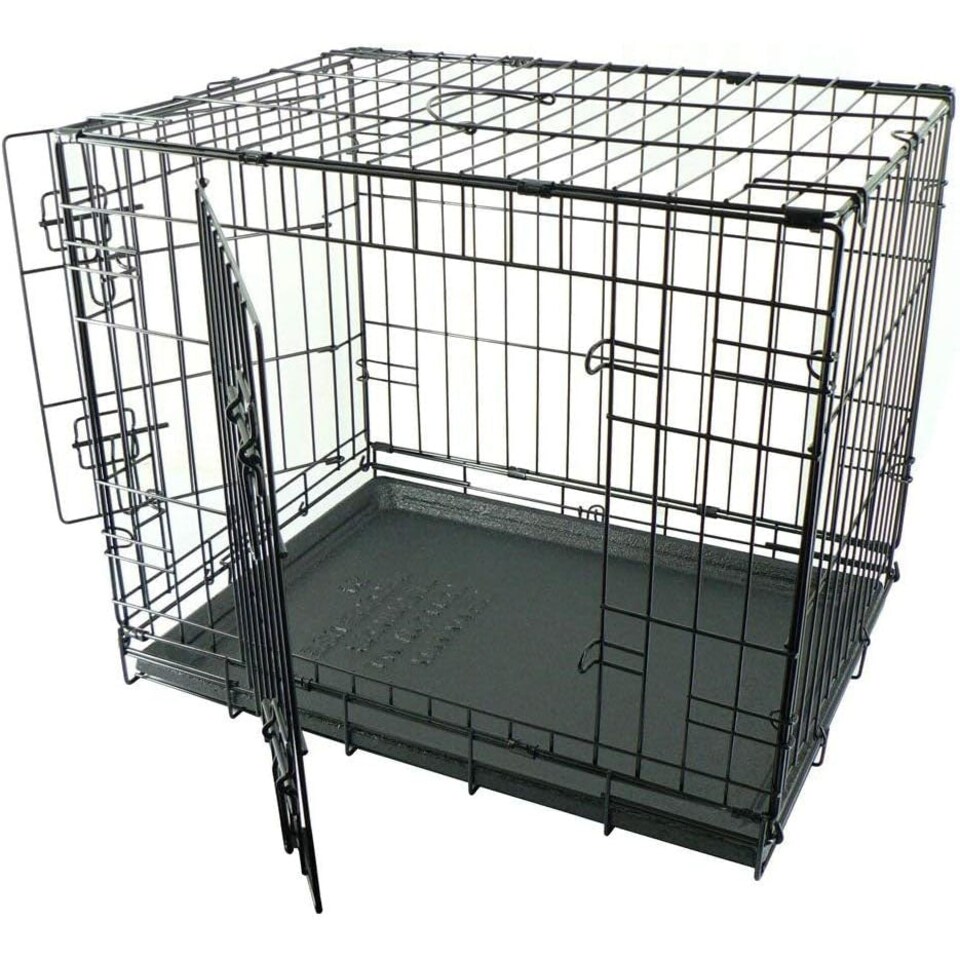 image 1 of Dogit 2-Door Dog Crate, Black Wire Home