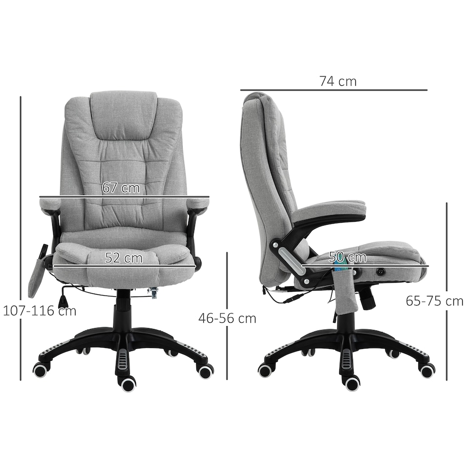 image 1 of Vinsetto Office Chair w/ Heating 6-Point Massage Relaxing Reclining Grey