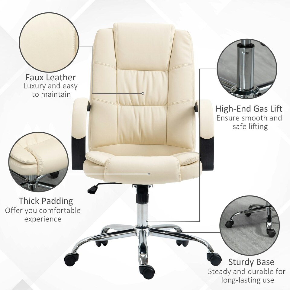 image 1 of Vinsetto Executive Office Chair High Back Computer Desk Chair w/ Armrests Beige