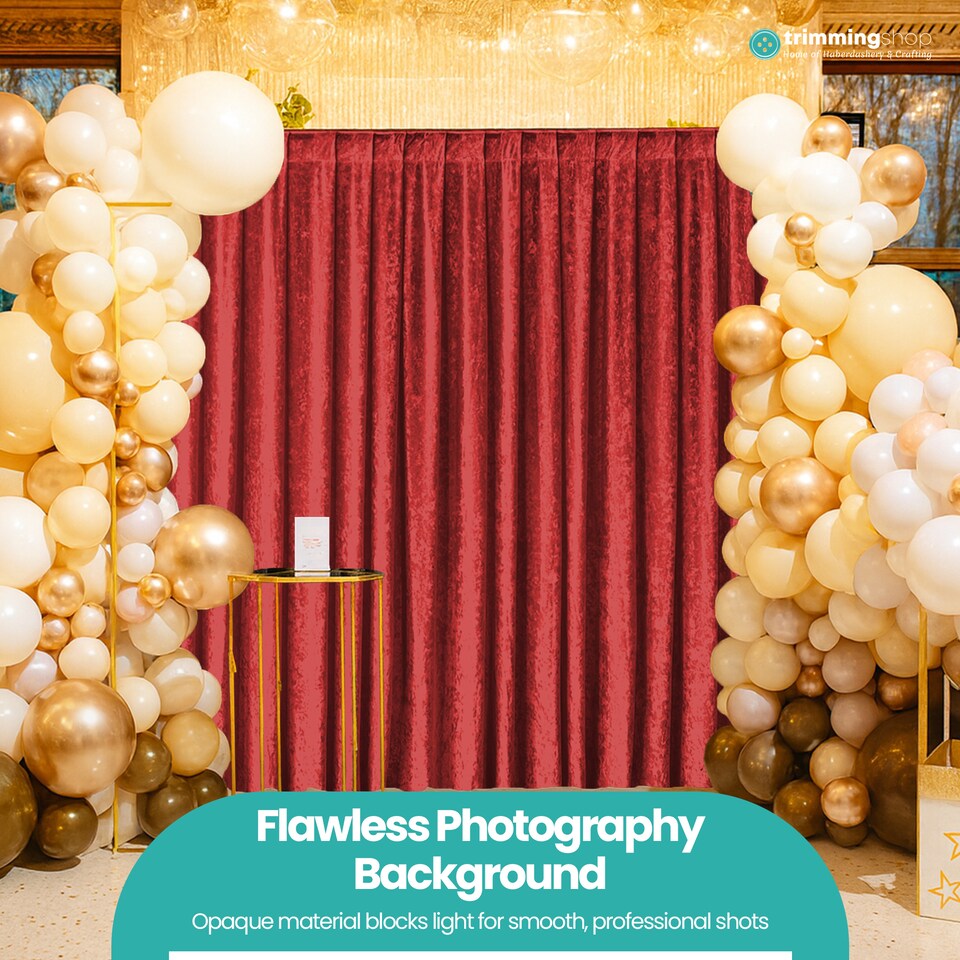image 1 of 3x3m Crushed Velvet Backdrop, 8cm Rod Pocket Photography Background