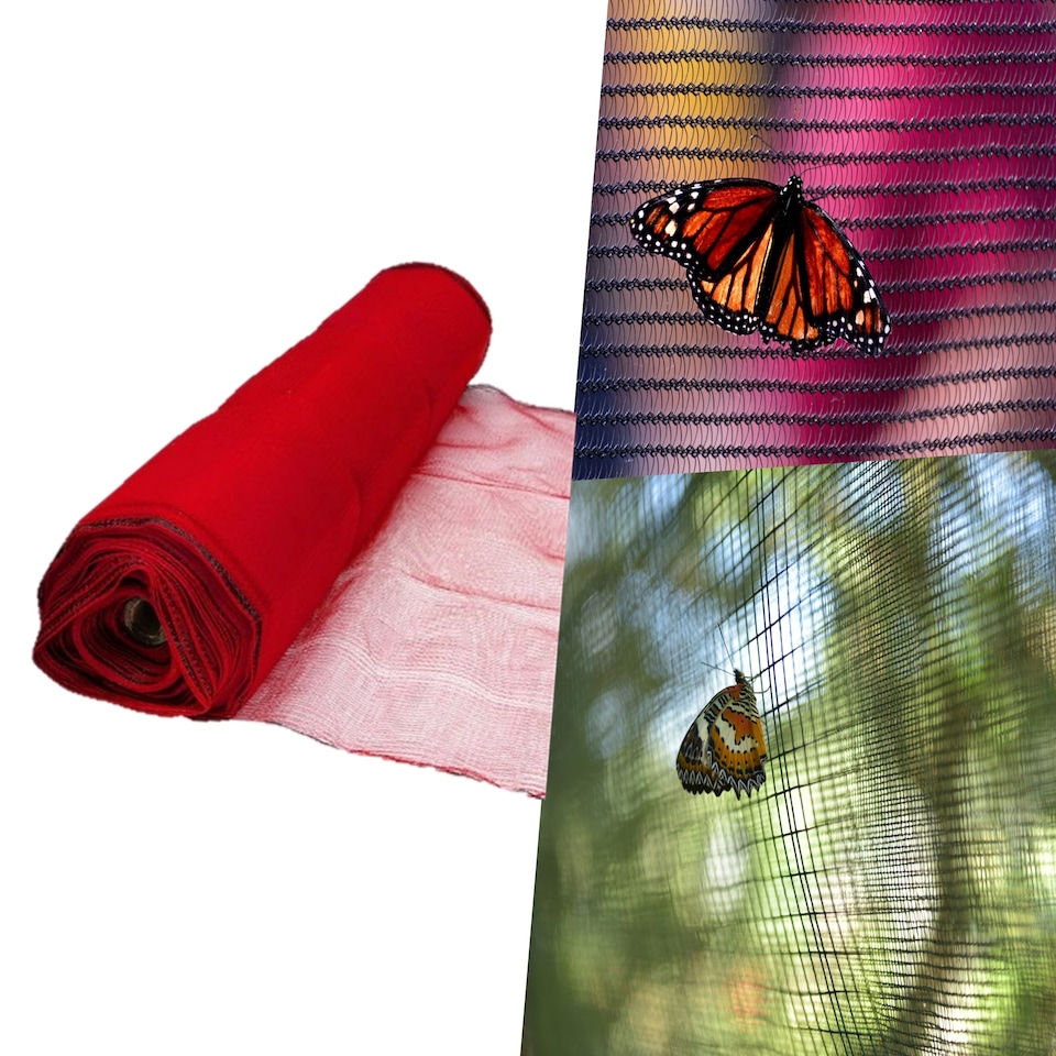 image 1 of Pegdev Red Butterfly Netting UV Stabilised Mesh for Vegetables and Plants 20m