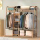 image 4 of Living and Home Trapezoid Bamboo Garment Rack with Tiered Storage Shelves | Brown