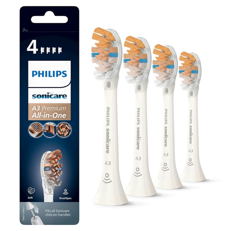 Philips Sonicare A3 HX9094/10 Premium All-in-One Brush Heads 4pk White