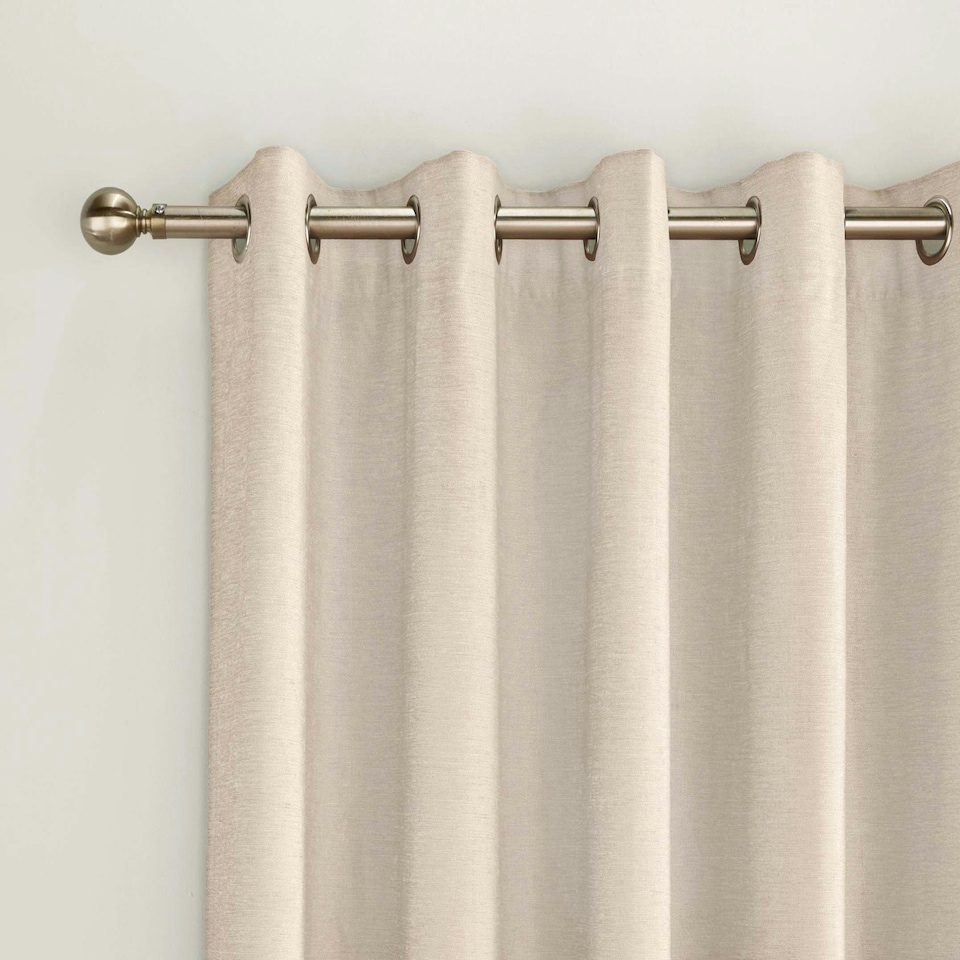 image 1 of Savoy Cream Blackout Curtains 46 x 54 inch (117 x 137 cm) 100% Blackout Eyelet Thermal Noise Reducing Curtains for Bedroom and Living Room