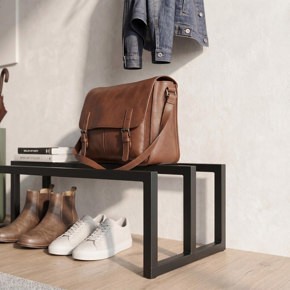 image 1 of Decortie Roya Hall Set Shoe Rack and Hook Rail Black