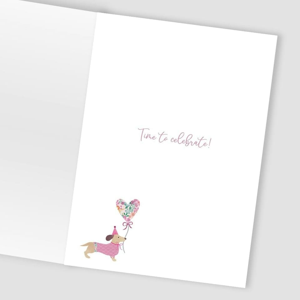 image 1 of Contemporary Dachshund Balloon Buddies! Birthday Card