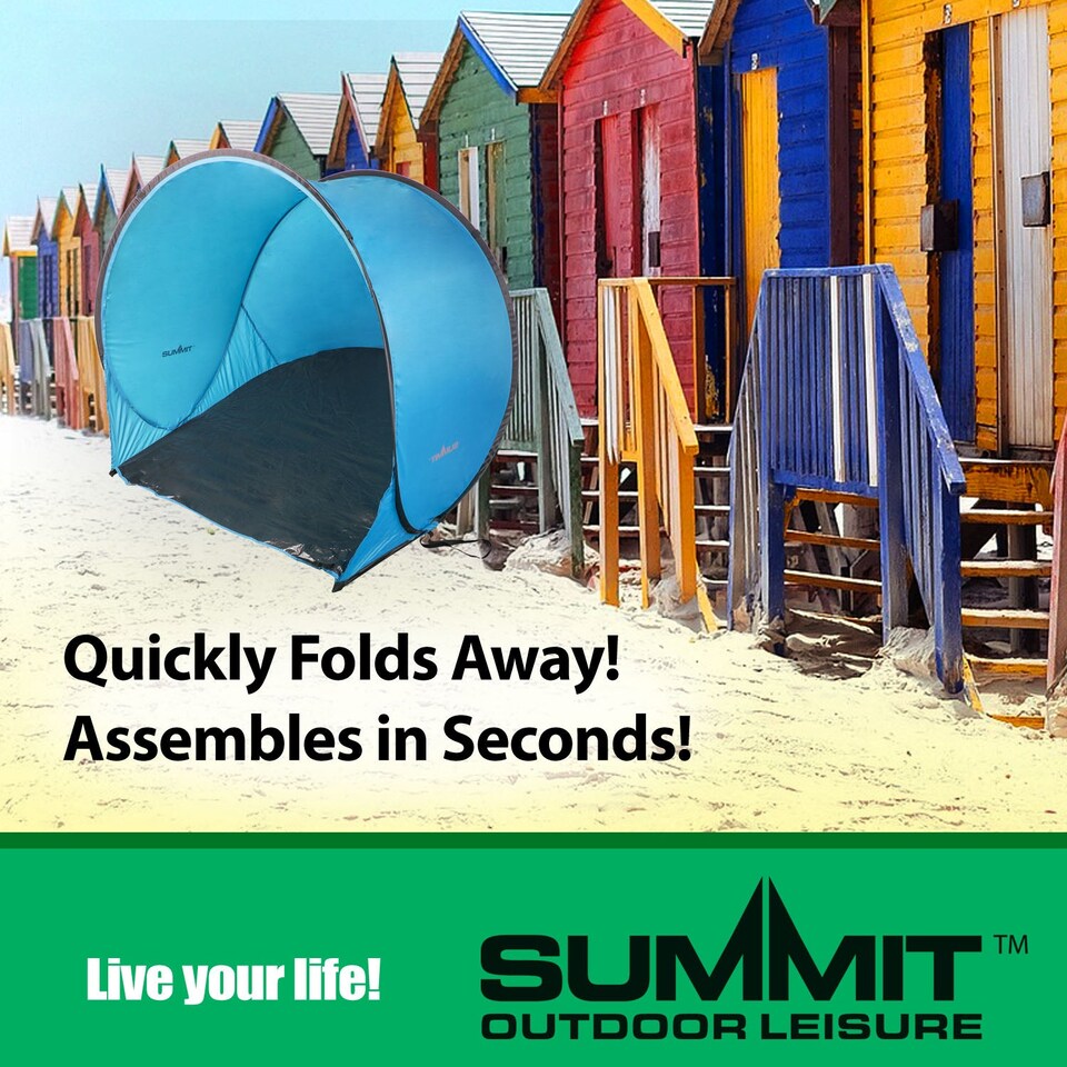 image 1 of VFM e-Store Blue Pop-Up Beach Shelter - SPF 50 Portable Sun Shade