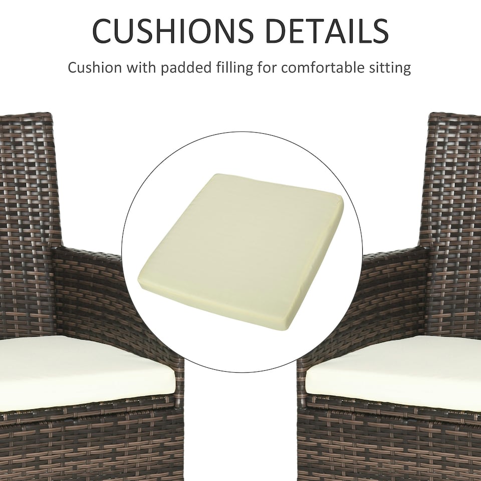 image 1 of Outsunny 2 Pieces Outdoor Rattan Armchair Garden Dining Chair Set Brown